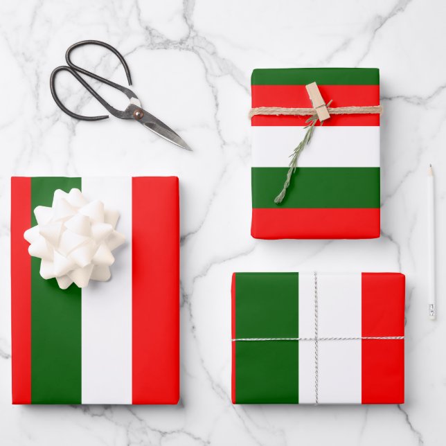 Italian Flag Stripes Design  Wrapping Paper Sheet (Front)