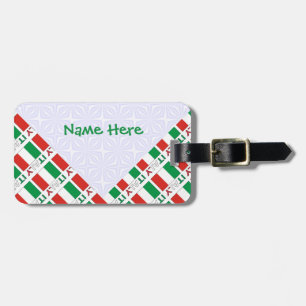 Italian Flag Tiled Personalized Heritage Design Luggage Tag