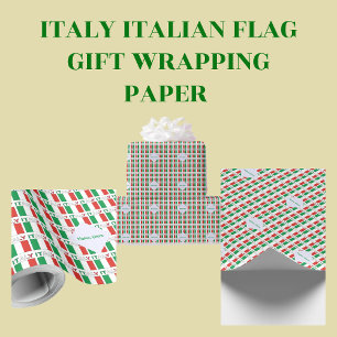 Italian Flag Tiled Personalized Heritage Design Wrapping Paper