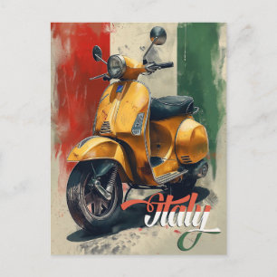 Italian Flag Vespa Scooter  Postcard