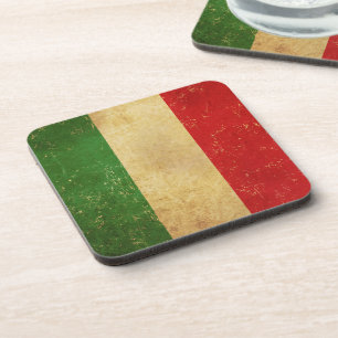 Italian Flag Vintage Grunge Design Coaster
