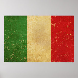 Italian Flag Vintage Grunge Design Poster