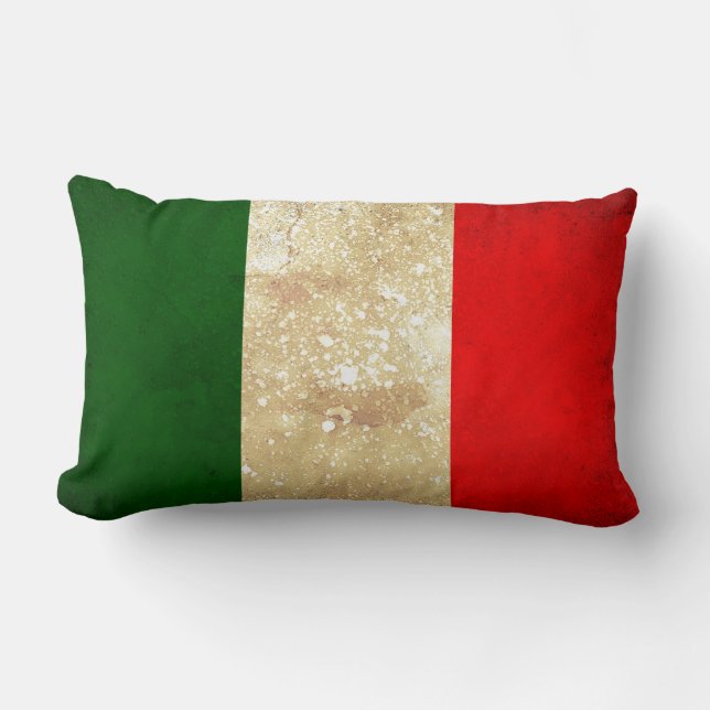 Italian Flag Vintage Grunge Style Throw Pillow (Front)