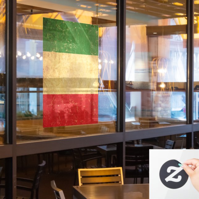 Italian Flag Vintage Grunge Window Cling (Restaurant Window)