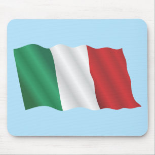 Italian Flag Waving in the Wind Under Blue Sky Mouse Pad