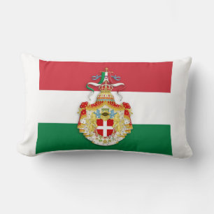 Italian Flag with insignia of the Kingdom of Italy Lumbar Pillow