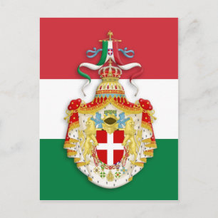 Italian Flag with insignia of the Kingdom of Italy Postcard