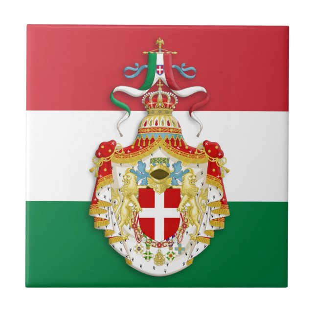 Italian Flag with insignia of the Kingdom of Italy Tile (Front)