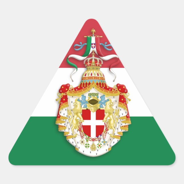 Italian Flag with insignia of the Kingdom of Italy Triangle Sticker (Front)