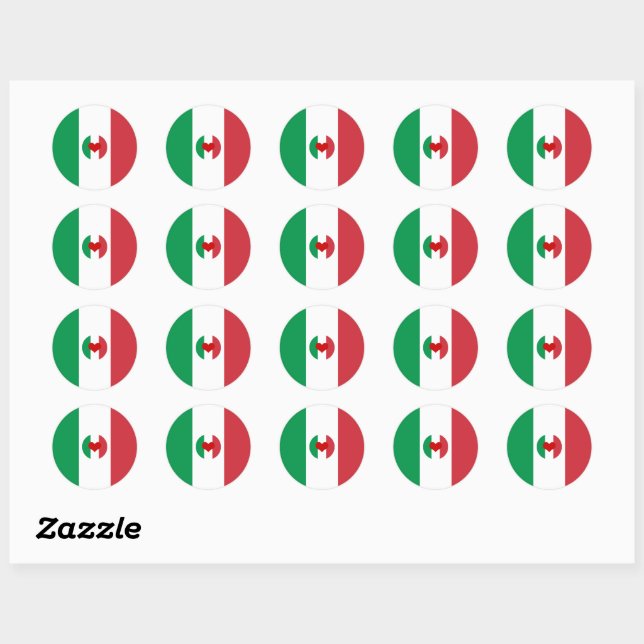 Italian flag with red heart - fashion/sports fans classic round sticker (Sheet)