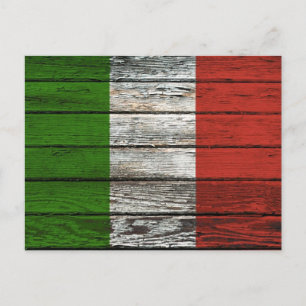 Italian Flag with Rough Wood Grain Effect Postcard