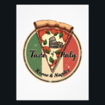 Italian Flag with Vintage Rome & Naples Pizza Photo Print<br><div class="desc">This design captures the essence of Italian culture by blending two iconic symbols: Neapolitan pizza and the Colosseum. It reflects the rich heritage of Rome and Naples, with Naples being the birthplace of authentic pizza and the Colosseum representing Rome’s deep historical roots. The background, inspired by the colours of the...</div>