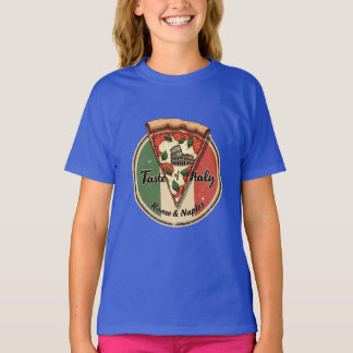 Italian Flag with Vintage Rome & Naples Pizza T-Shirt