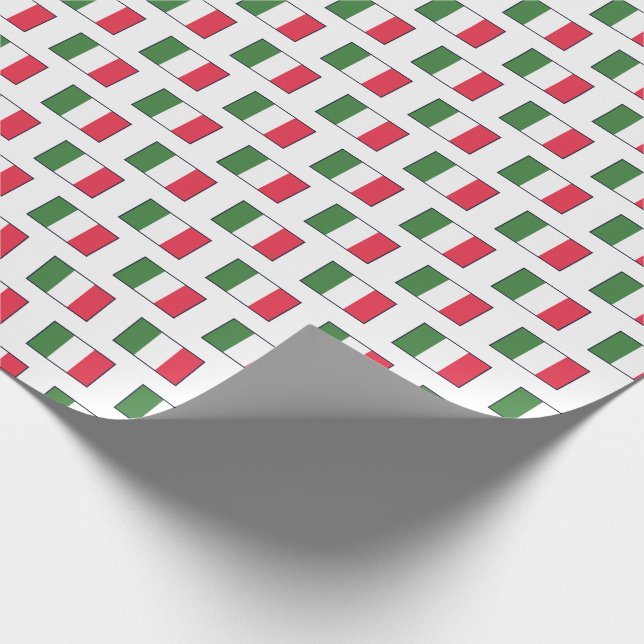 Italian Flags Repeat on White Wrapping Paper (Corner)
