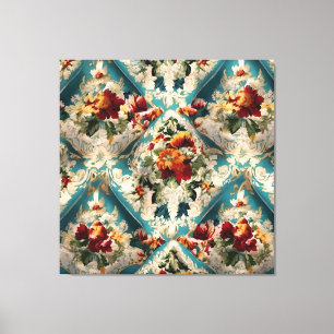 Italian Floral Damask Whimsical Pattern Canvas Print