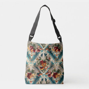 Italian Floral Damask Whimsical Pattern Crossbody Bag