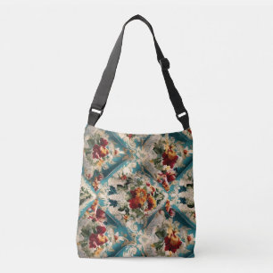 Italian Floral Damask Whimsical Pattern Crossbody Bag