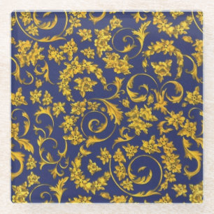 Italian Florentine Flourishes Pattern Glass Coaster