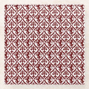 Italian Florentine Flourishes Pattern Glass Coaster