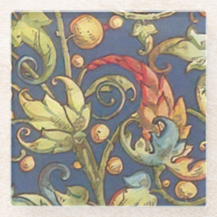 Italian Florentine Flourishes Pattern Glass Coaster