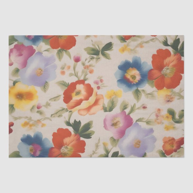 Italian Flower Print Decoupage /  Tissue Paper (Front)