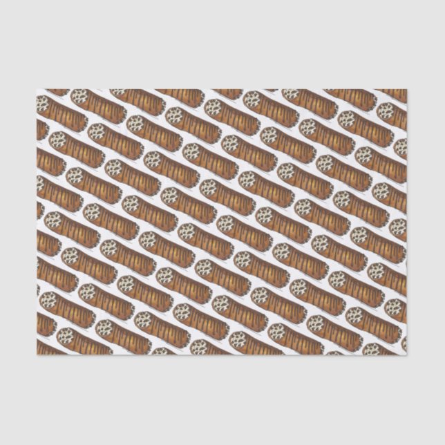 Italian Food Bakery Pastry Chocolate Chip Cannoli Tissue Paper (Front)