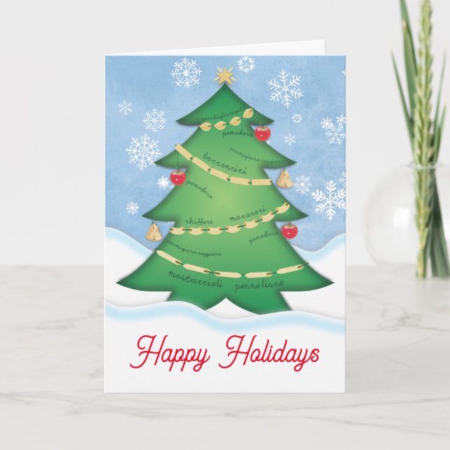 Italian food pasta Christmas tree chef catering Holiday Card (Front)