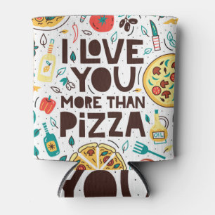Italian food, pizza love lettering. can cooler