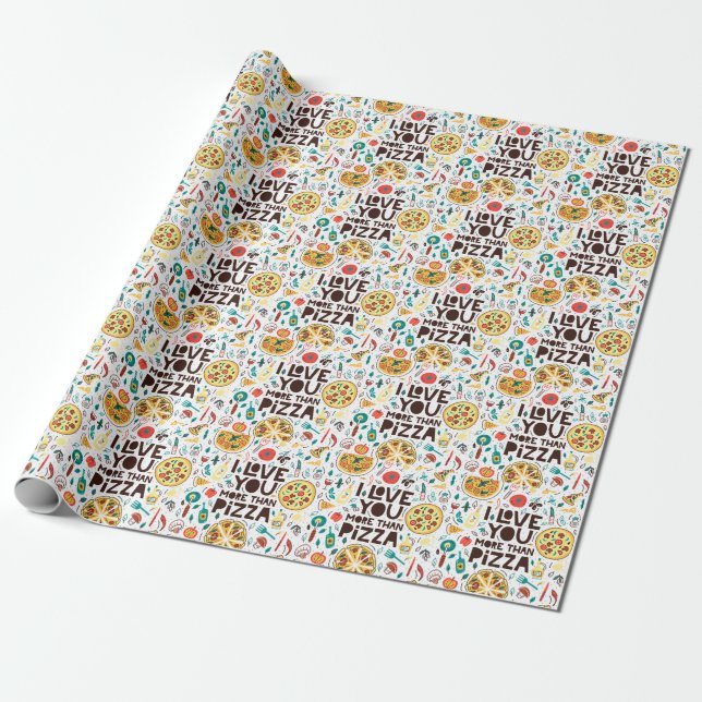 Italian food, pizza love lettering. wrapping paper (Unrolled)