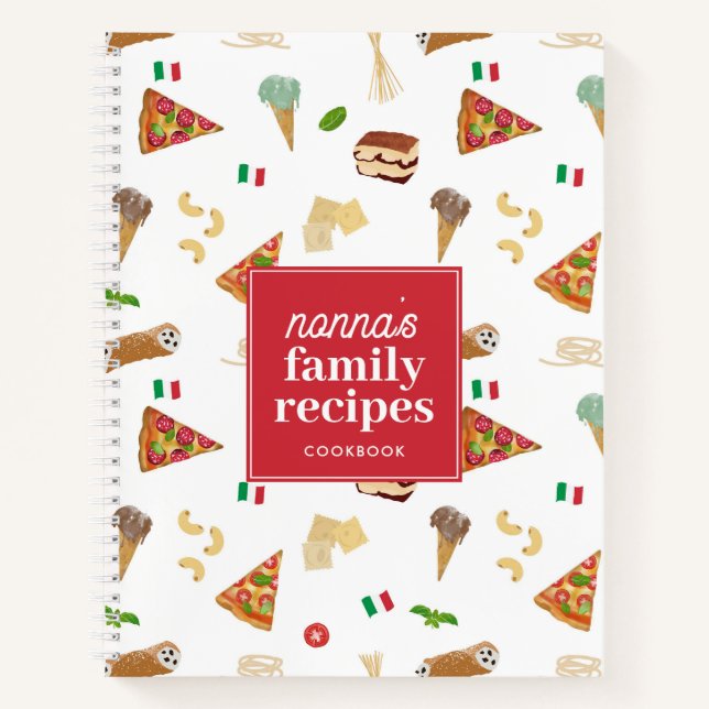 Italian Food Pizza Pasta Family Nonna Recipe Notebook (Front)