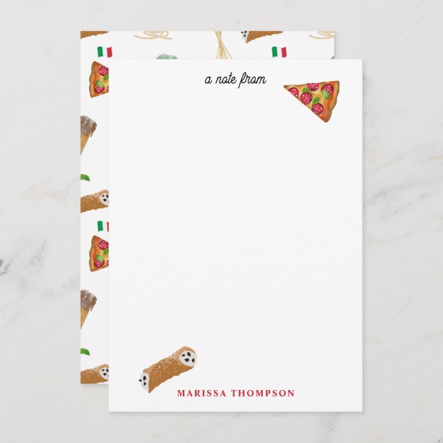 Italian Food Pizza Pasta Tiramisu Pattern Card (Front/Back)