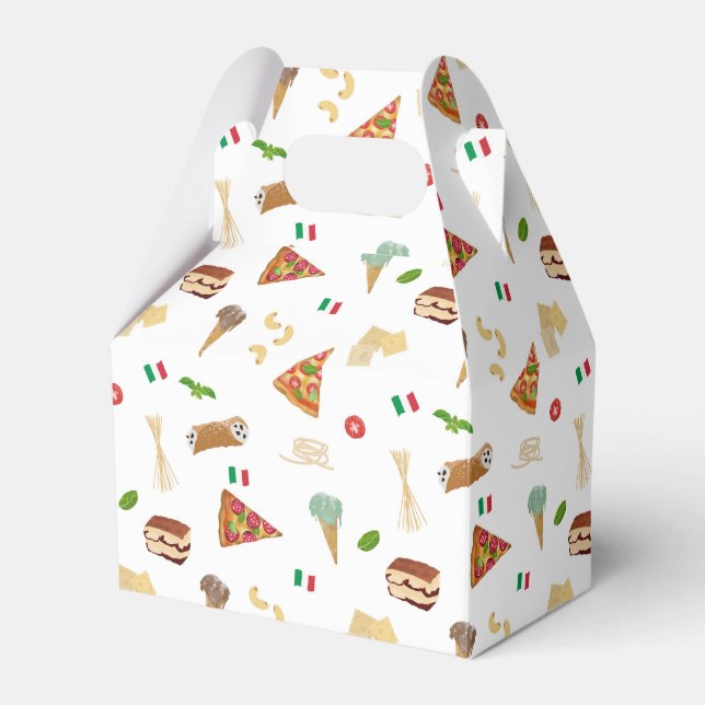 Italian Food Pizza Pasta Tiramisu Pattern Favor Box (Front Side)