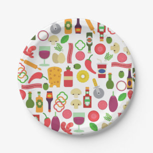 italian food pizzeria pizza ingredients paper plate