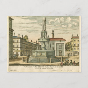 Italian Fountain in Town Square by Falda Postcard