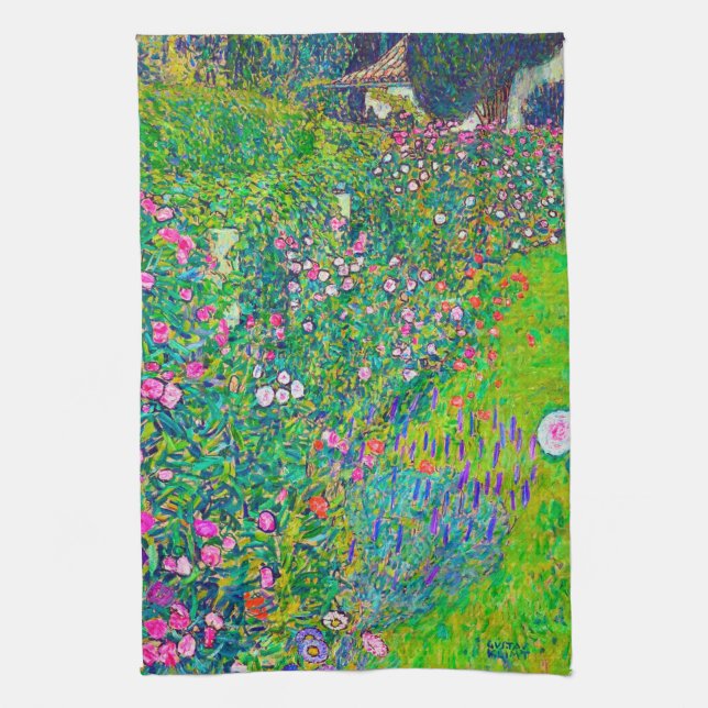 Italian Garden, Gustav Klimt Kitchen Towel (Vertical)