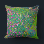 Italian Garden, Gustav Klimt Throw Pillow<br><div class="desc">Gustav Klimt (July 14, 1862 – February 6, 1918) was an Austrian symbolist painter and one of the most prominent members of the Vienna Secession movement. Klimt is noted for his paintings, murals, sketches, and other objets d'art. In addition to his figurative works, which include allegories and portraits, he painted...</div>