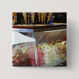 Italian gelato in display case 2 inch square button