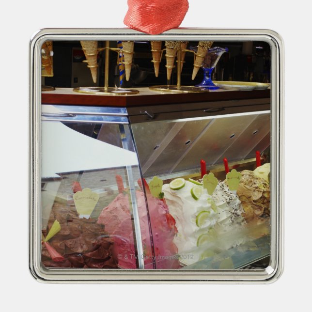 Italian gelato in display case metal ornament (Front)