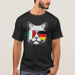 Italian German Flag Funny Cat Italy Germany Mix He T-Shirt