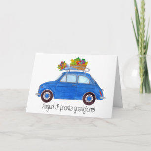 Italian Get well Blue Retro Fiat 500 Card