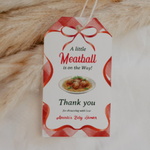Italian Gingham Red Meatball Pasta Baby Shower Gift Tags