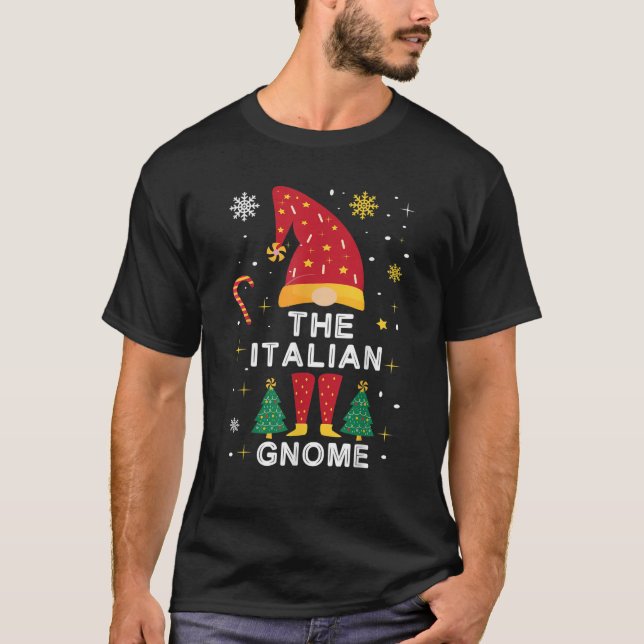 Italian Gnome Christmas Plaid Matching Family Funn T-Shirt (Front)