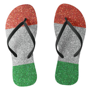 Italian Goddess Glitter Italy Flag Beach Babe Flip Flops