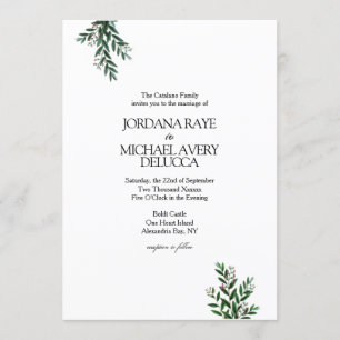 Italian Greenery Modern Elegant Rustic Wedding Invitation
