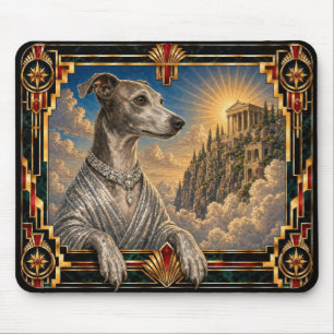 Italian Greyhound, Art Deco Dog Mouse Pad