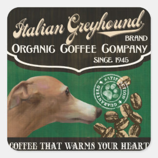 Italian Greyhound Brand - Organic Coffee Company Square Sticker