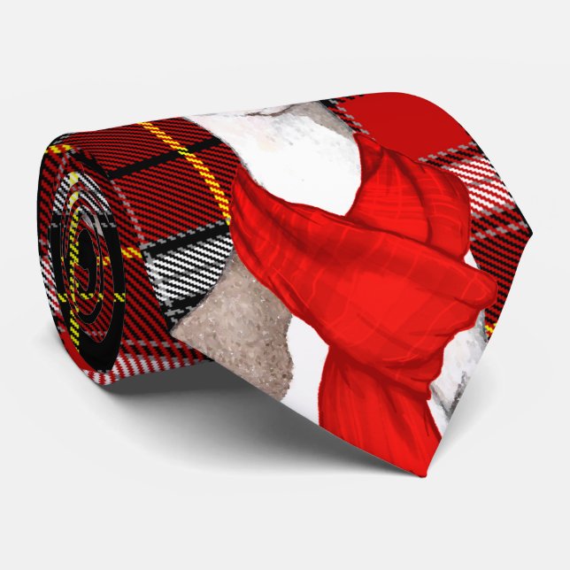 Italian Greyhound Christmas Dog and Red Plaid Tie (Rolled)