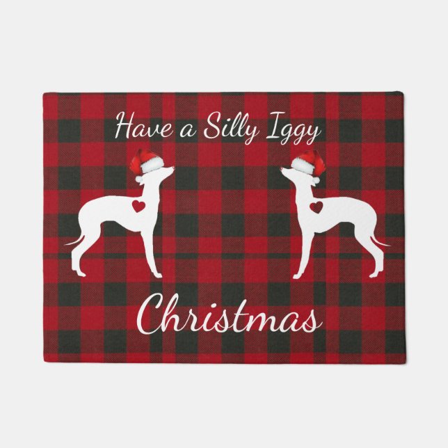Italian Greyhound Christmas Door Mat, Iggy Rug (Front)
