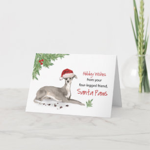 Italian Greyhound Christmas From Dog in Funny Sant Card