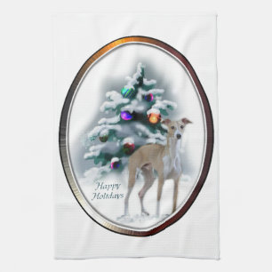 Italian Greyhound Christmas Kitchen Towel